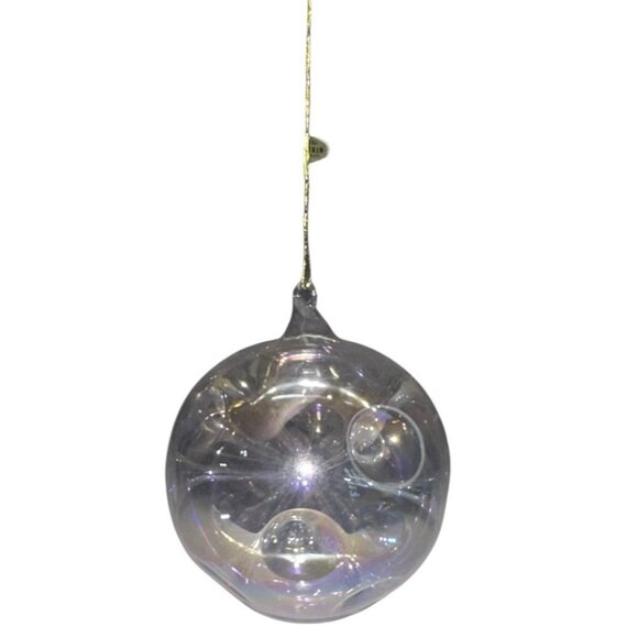 VTG SILVESTRI Blown Glass Indented Trumpet Iridescent Christmas Ornament Taiwan - Picture 1 of 5
